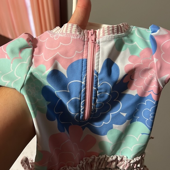 Ruffle Butts Floral Swim Suit 0/3 Months - Picture 4 of 5